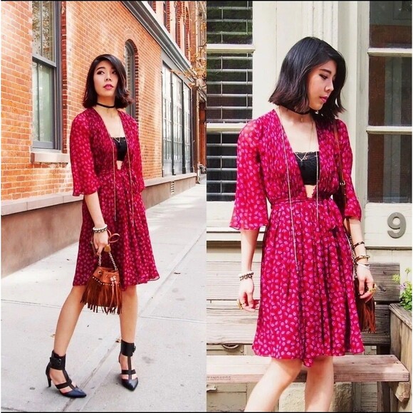 Diane Von Furstenberg ASO Zoey Dutch ALICIA Ballet Rose Garnet Wrap Dress Sz 0 - Picture 13 of 16